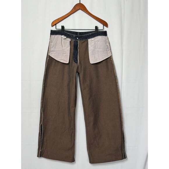 Zara Dark Dirty Denim 100% Cotton Low Rise Cuffed Relaxed Wide Leg Jeans Size 12 - Picture 7 of 14